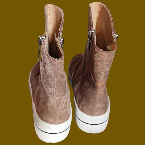 J/Slides NYC Suede Leather Upper Platform Ankle Boots Size 7 tan color - Picture 2 of 13